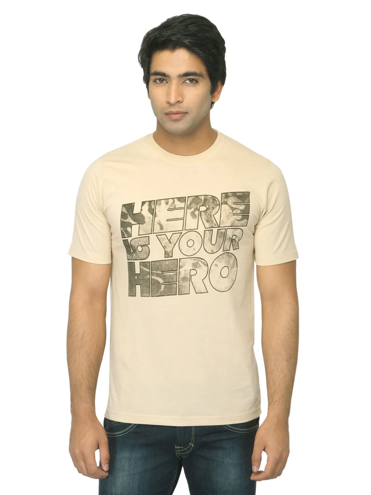 Mark Taylor Men Printed Beige T-shirt