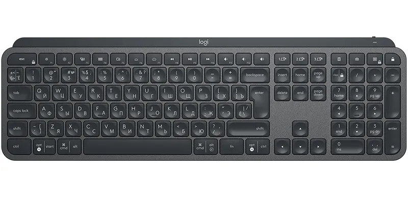Logitech MX Keys клавиатура Универсальная РЧ беспроводной + Bluetooth QWERTY Русский Графит