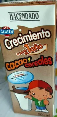 Hacendado Leche crecimiento cacao y cereales
